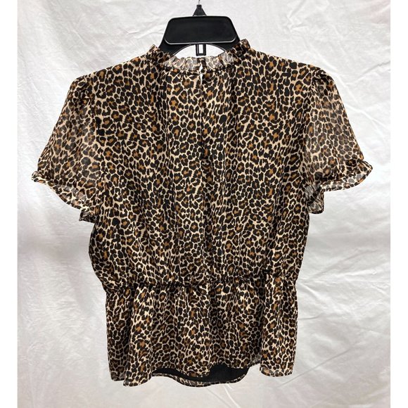 NEW J. Crew Ruffle Neck Blouse in Leopard Print Small - Picture 2 of 3